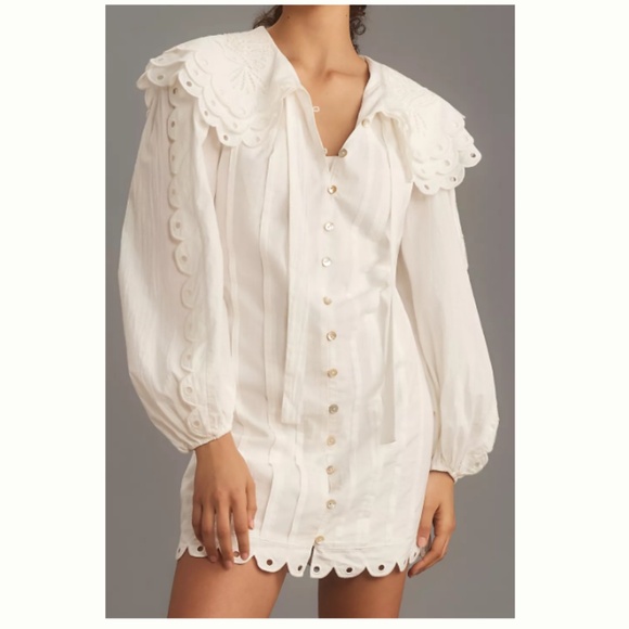 NWT Farm Rio Long-Sleeve Embellished Collared Mini Dress SIZE M - Picture 2 of 4